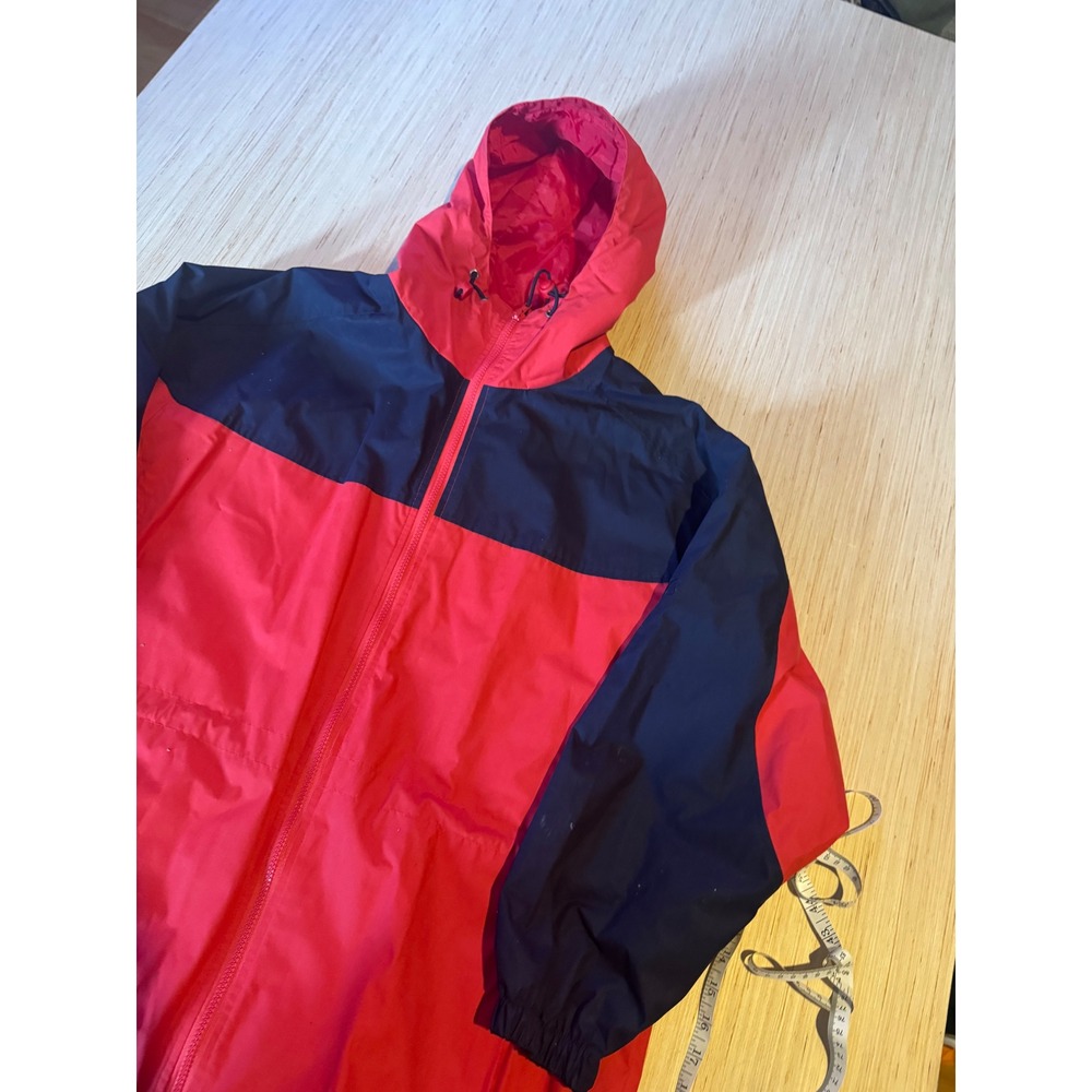 Field Gear Mens Large Red Navy Blue Colorblock Hooded Windbreaker Jacket L 44